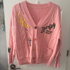 Dreamy Pink Graphic Women's Cardigan